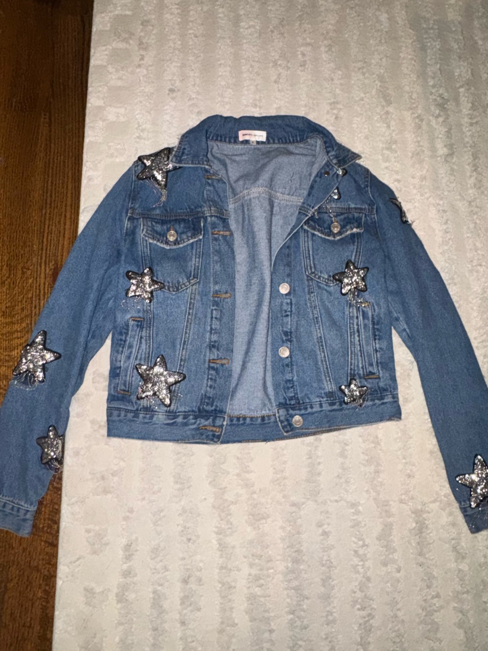 Denim Star Embellished Jacket - Blue